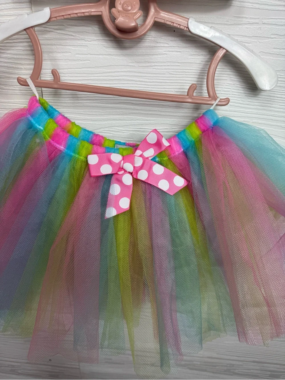 Mud Pie White Tank with Pink Tulle Collar and Rainbow Tutu 2 Year Old birthday
